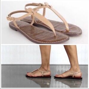 Sam Edelman Gigi T-strap Nude Sandal Size 8.5 Summer Vacay Shoes
